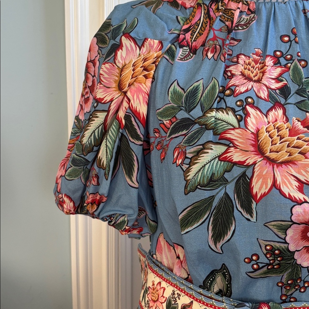 Farm Rio Puff Sleeve Belted Mini Sundress - Picture 8 of 11